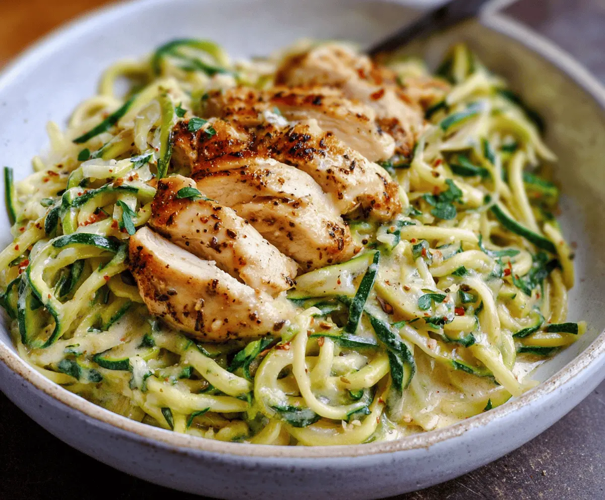 Creamy Zucchini Noodle Chicken Alfredo Recipe