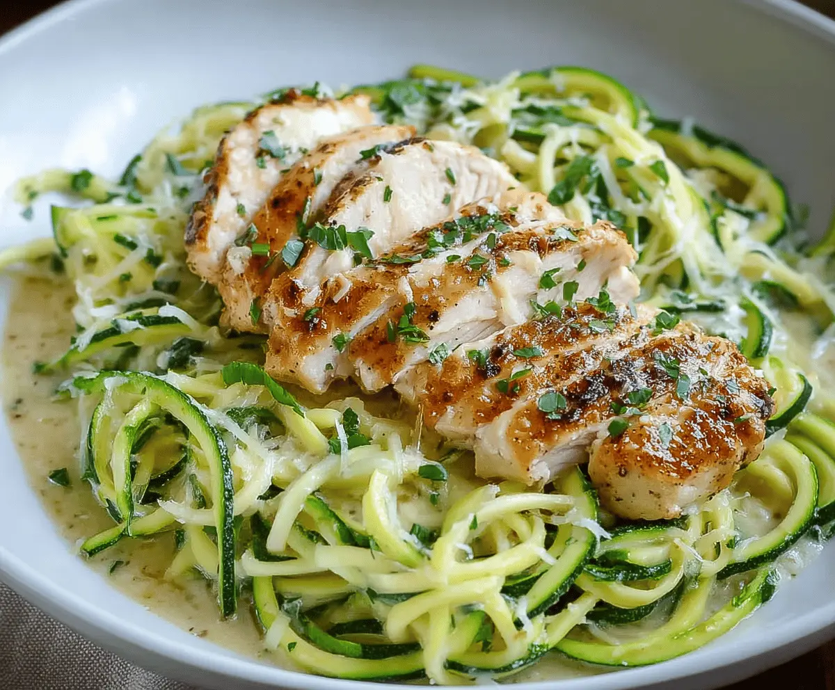 Creamy Zucchini Noodle Chicken Alfredo Recipe