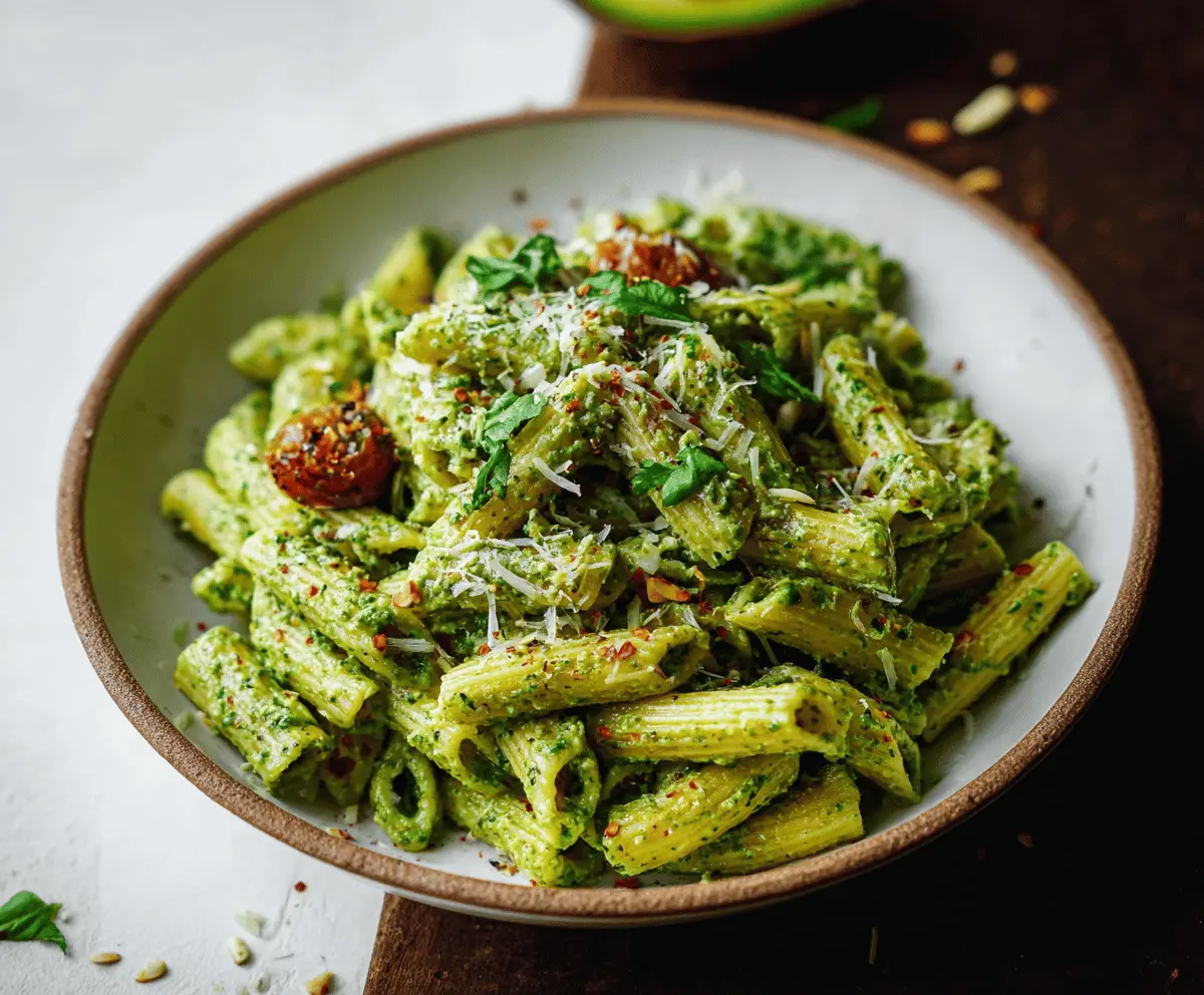 Creamy Vegan Avocado Pesto Pasta Recipe