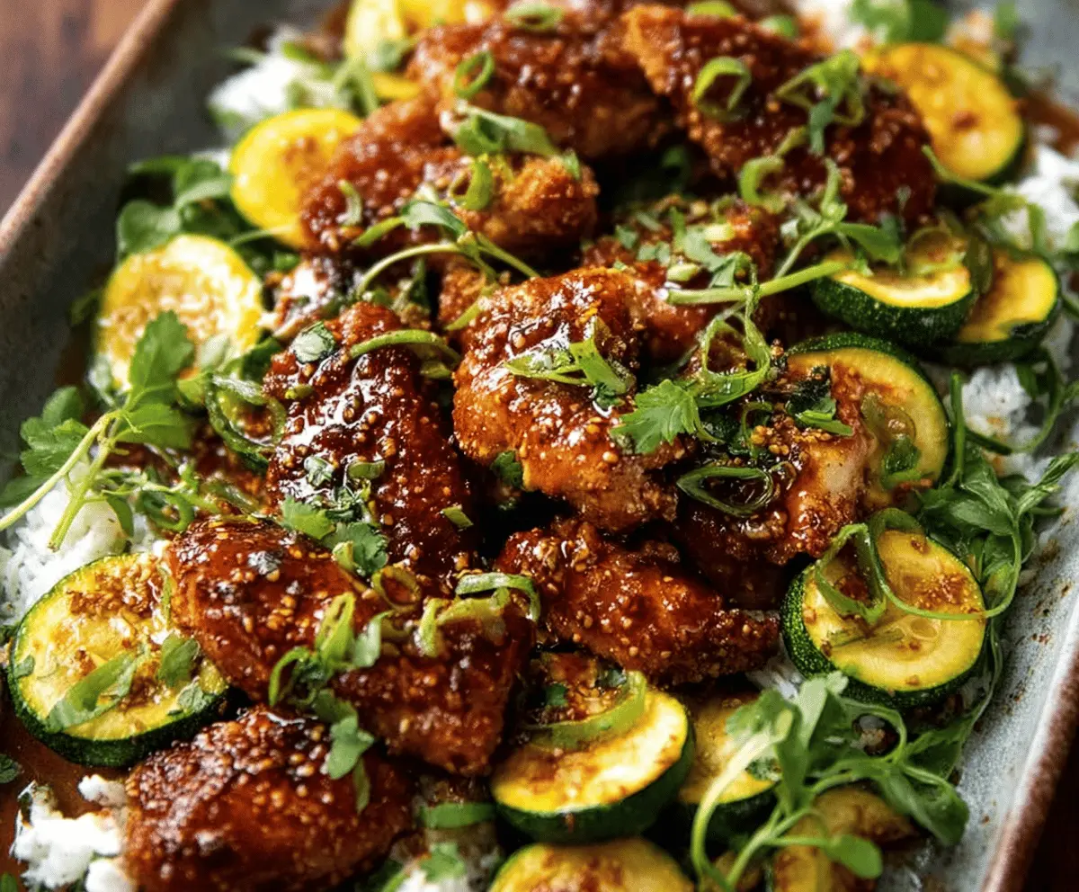 Easy Sheet Pan Hot Honey Garlic Chicken with Zucchini