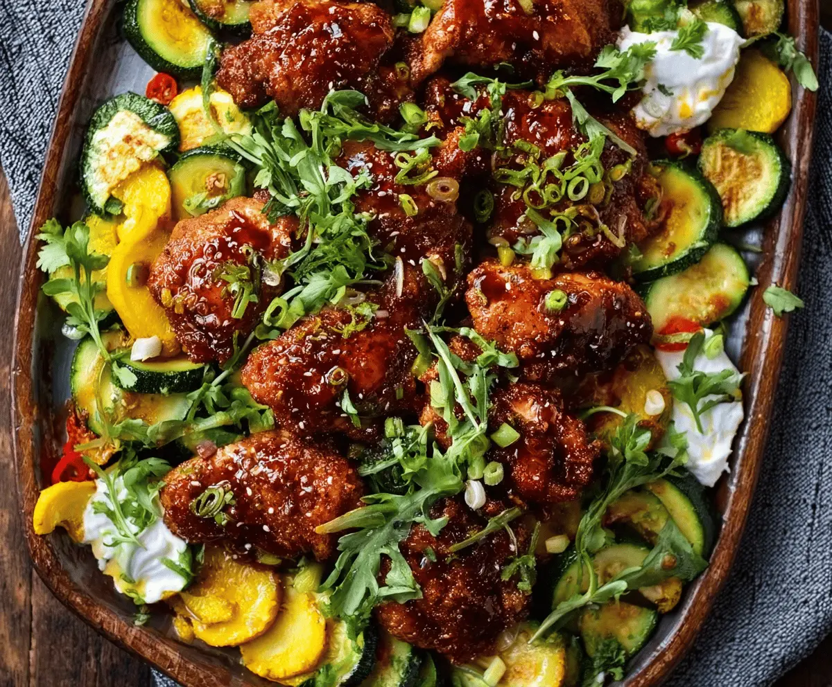 Easy Sheet Pan Hot Honey Garlic Chicken with Zucchini