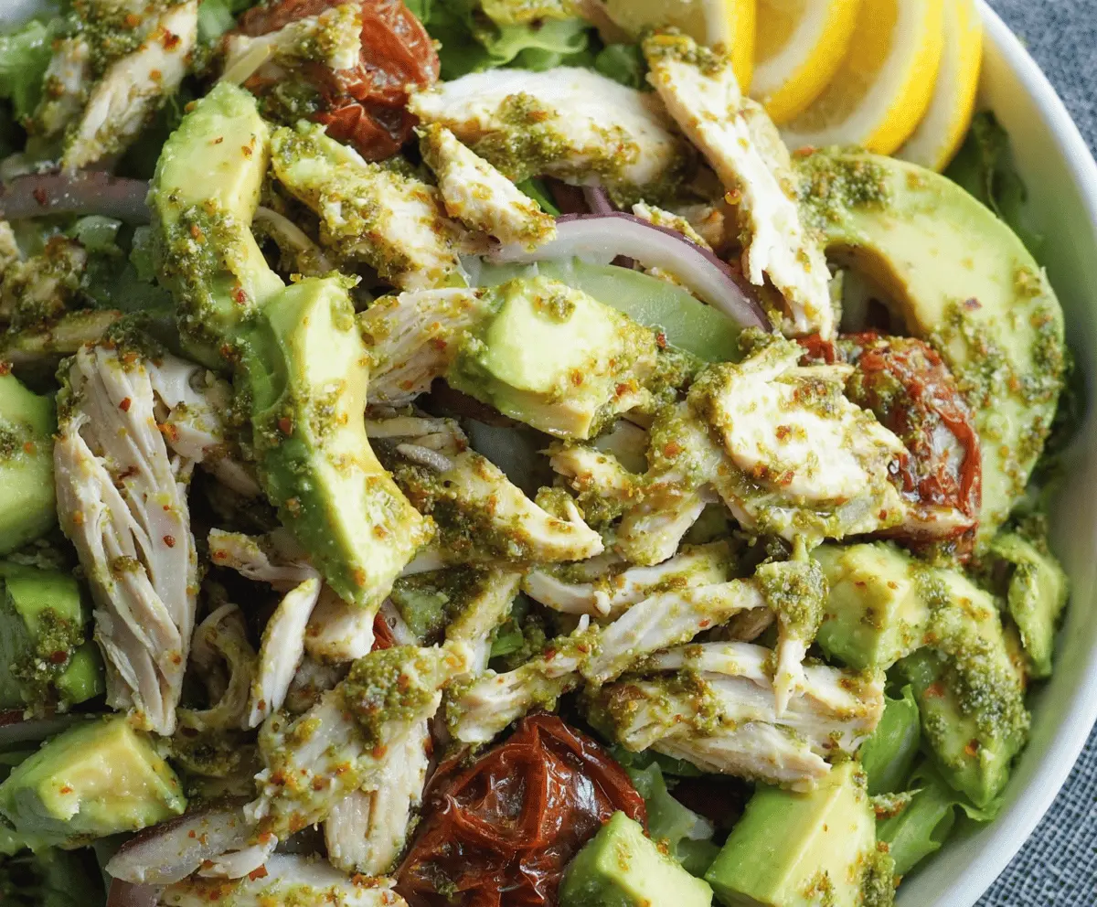 Lemon Pesto Chicken Avocado Salad