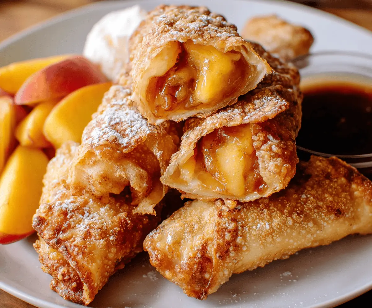 Peach Cobbler Egg Rolls