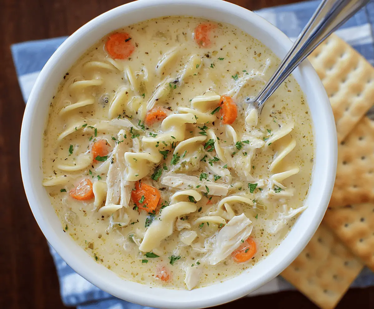 Creamy chicken noodle soup