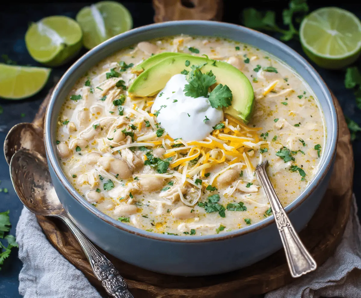 Creamy Crockpot White Chicken Chili 
