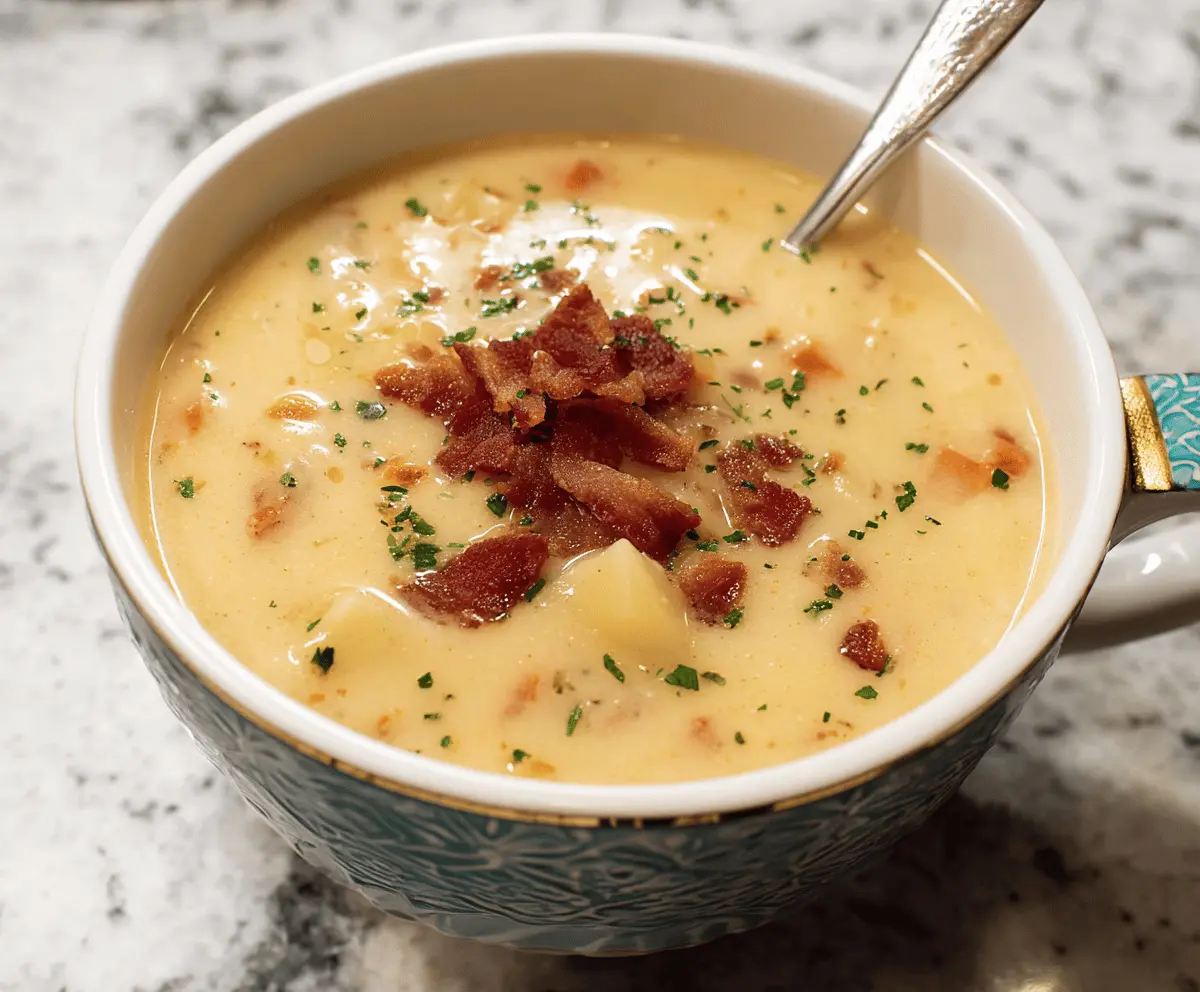 Creamy Potato Soup with Bacon Bits