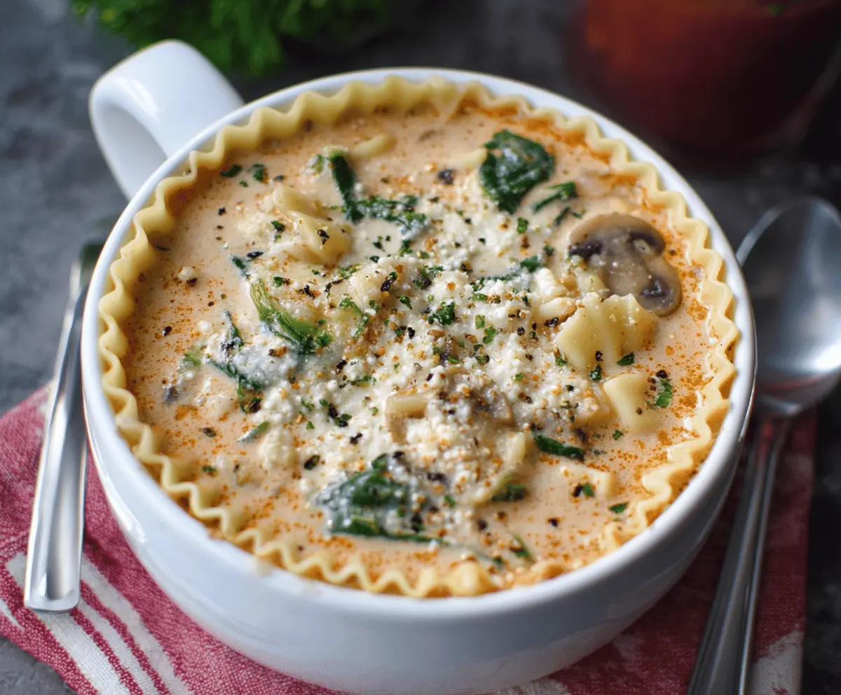Creamy Vegetarian Lasagna Soup