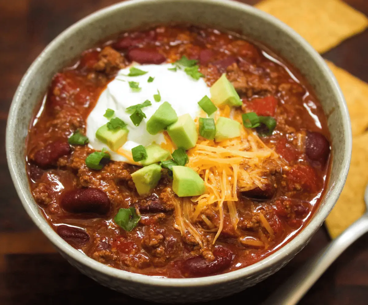 Crockpot Chili with Ground Beef and Beans