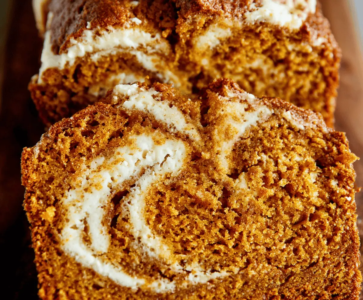 Easy Pumpkin Bread with Cream Cheese Swirl