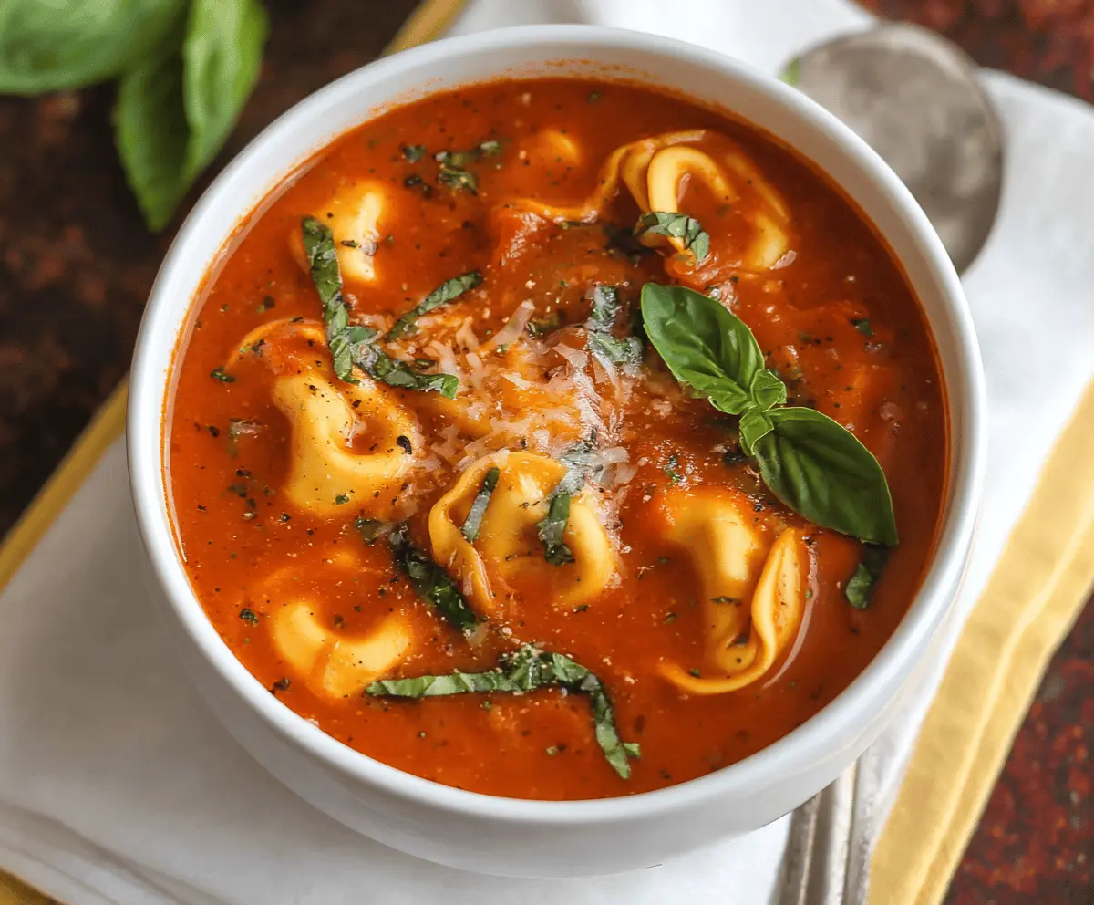 Slow Cooker Tomato Tortellini Soup