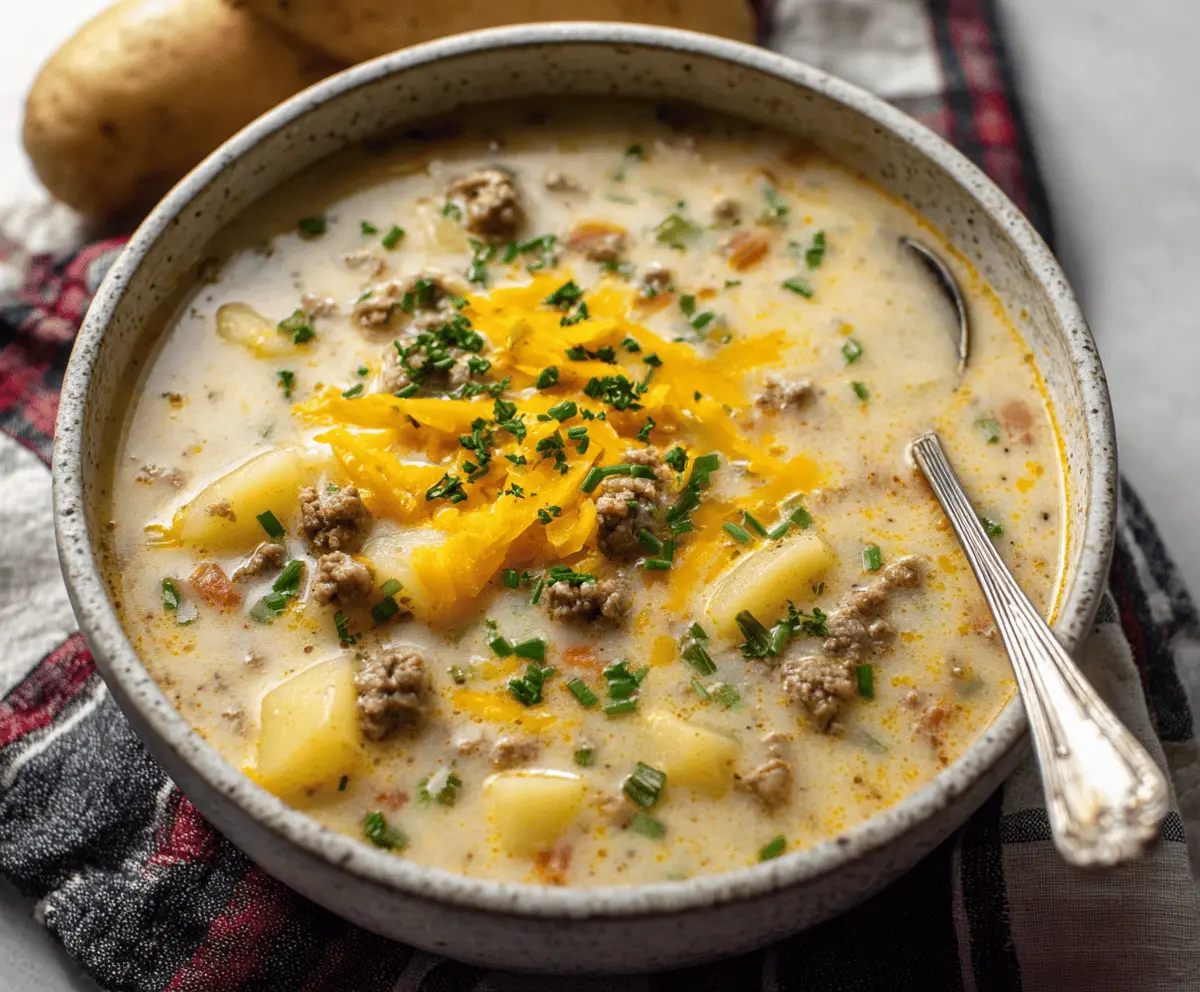 Cheesy Hamburger Potato Soup