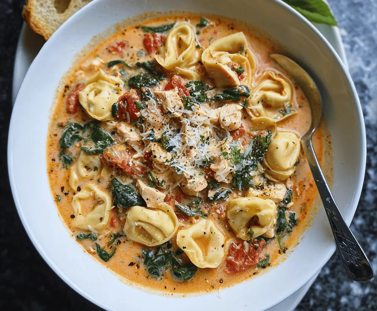 Creamy Tuscan Chicken Tortellini Soup Recipe – Easy & Delicious!