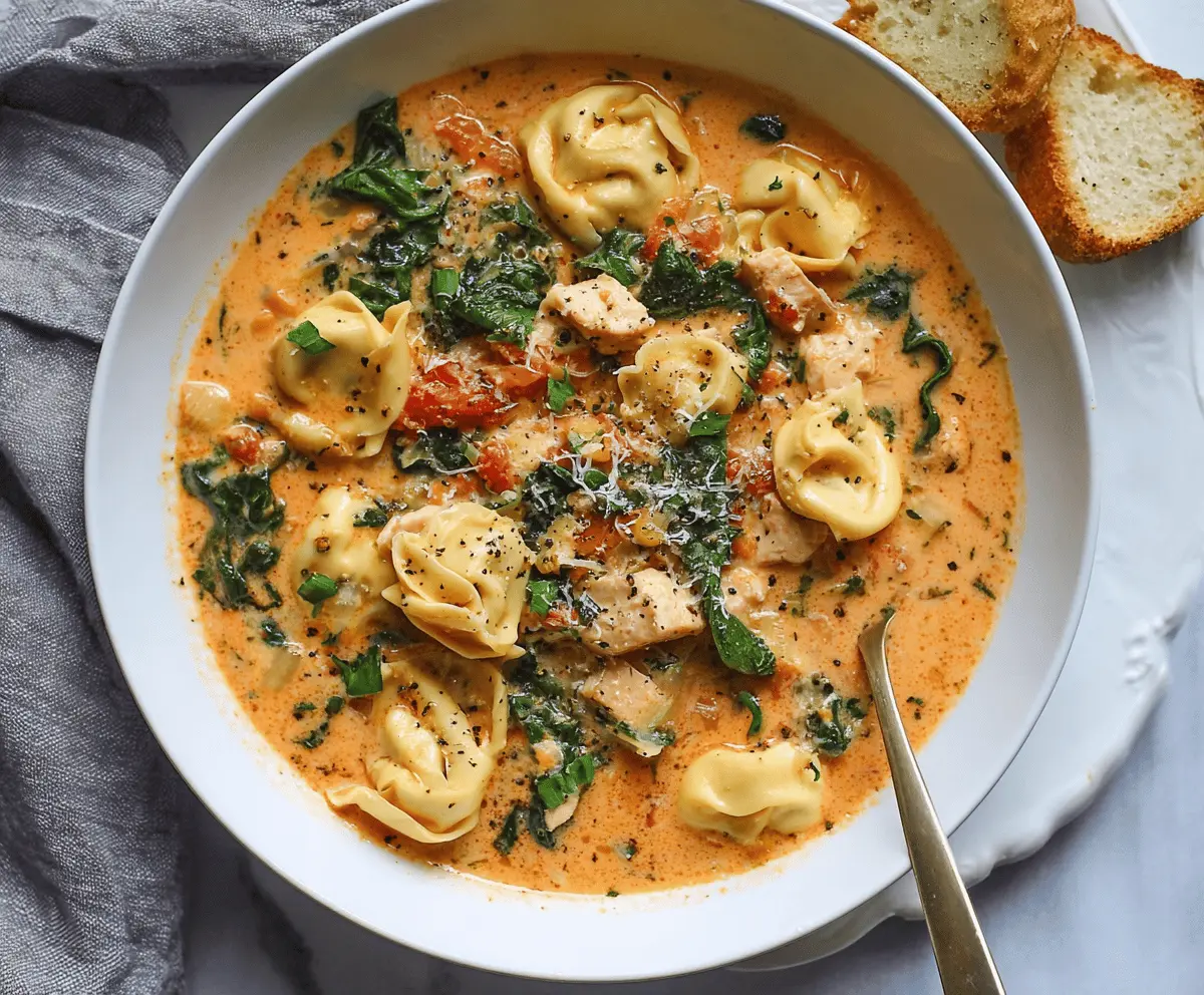 Creamy Tuscan Chicken Tortellini Soup Recipe – Easy & Delicious!