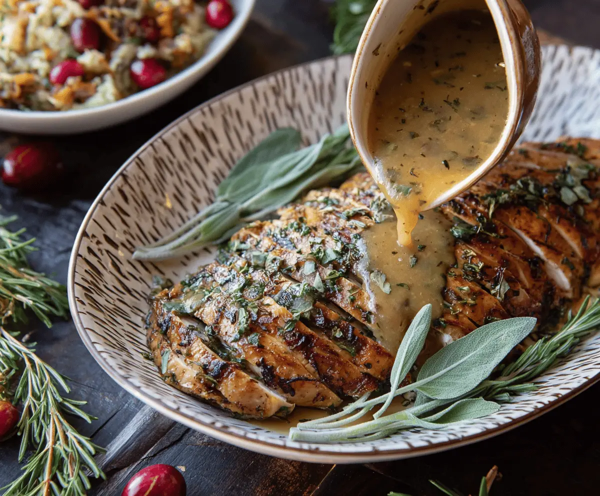 Best Brown Butter Herb Turkey Gravy Recipe for Thanksgiving