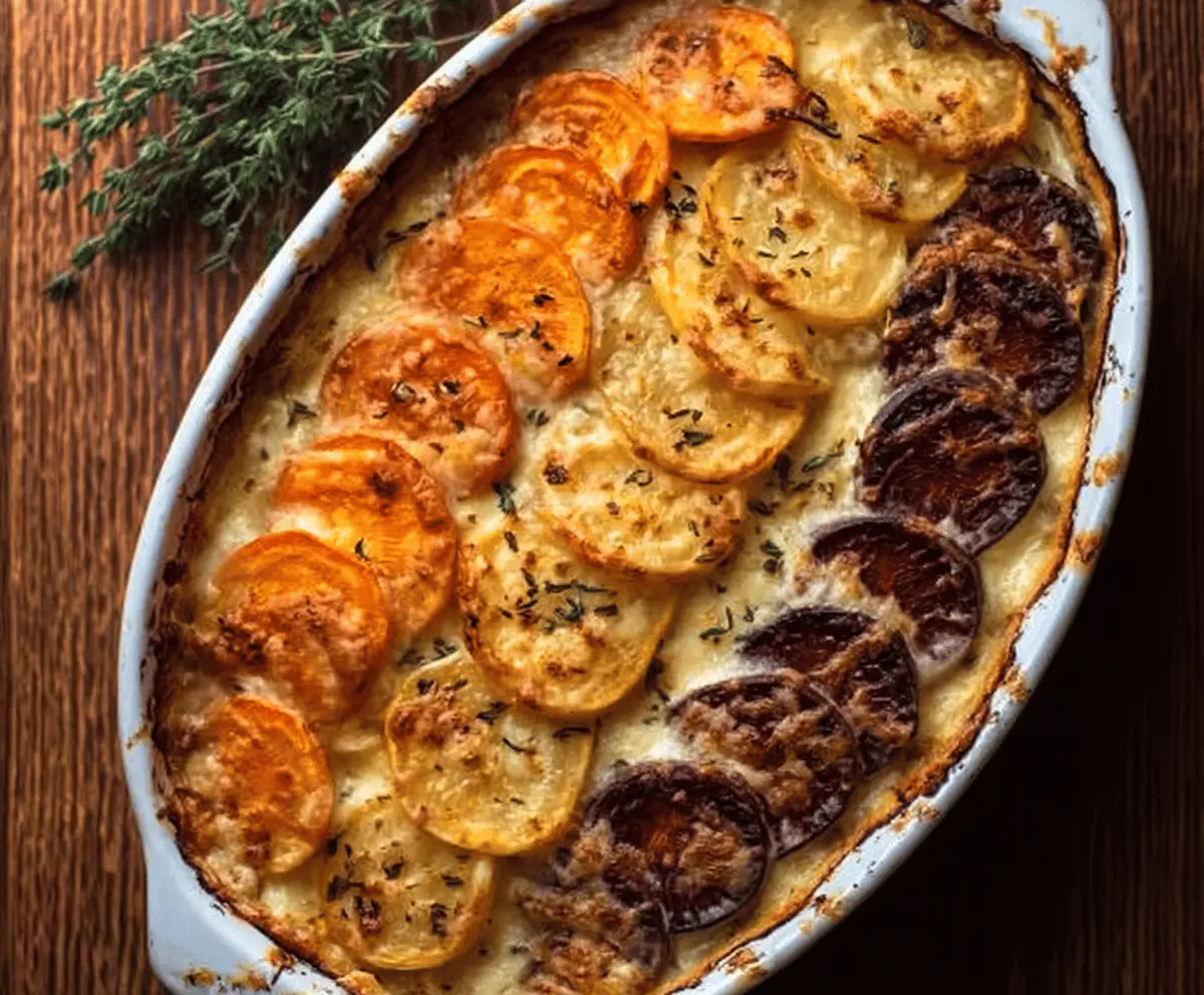 Cheesy Root Vegetable Gratin