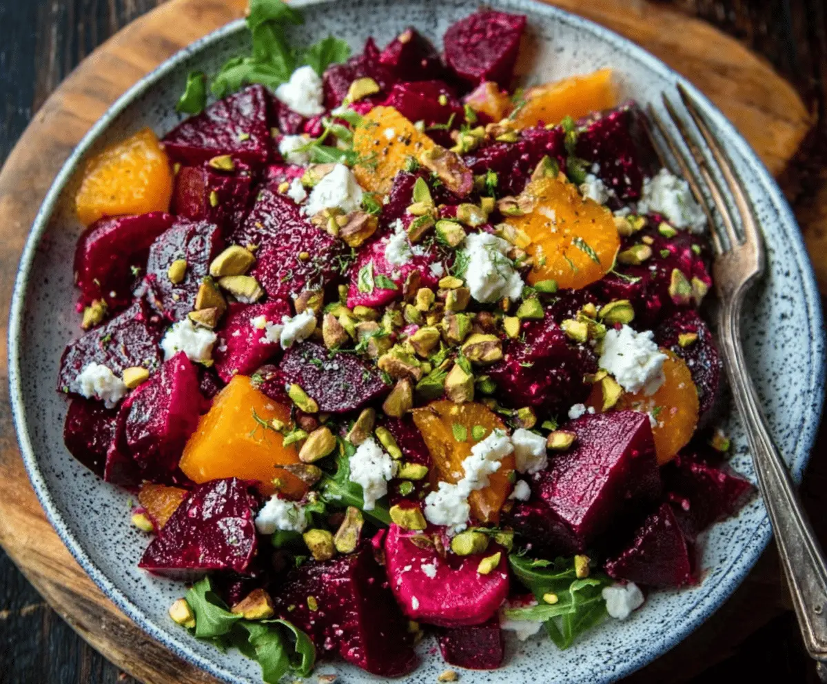 Easy Beet Feta Pistachios Salad