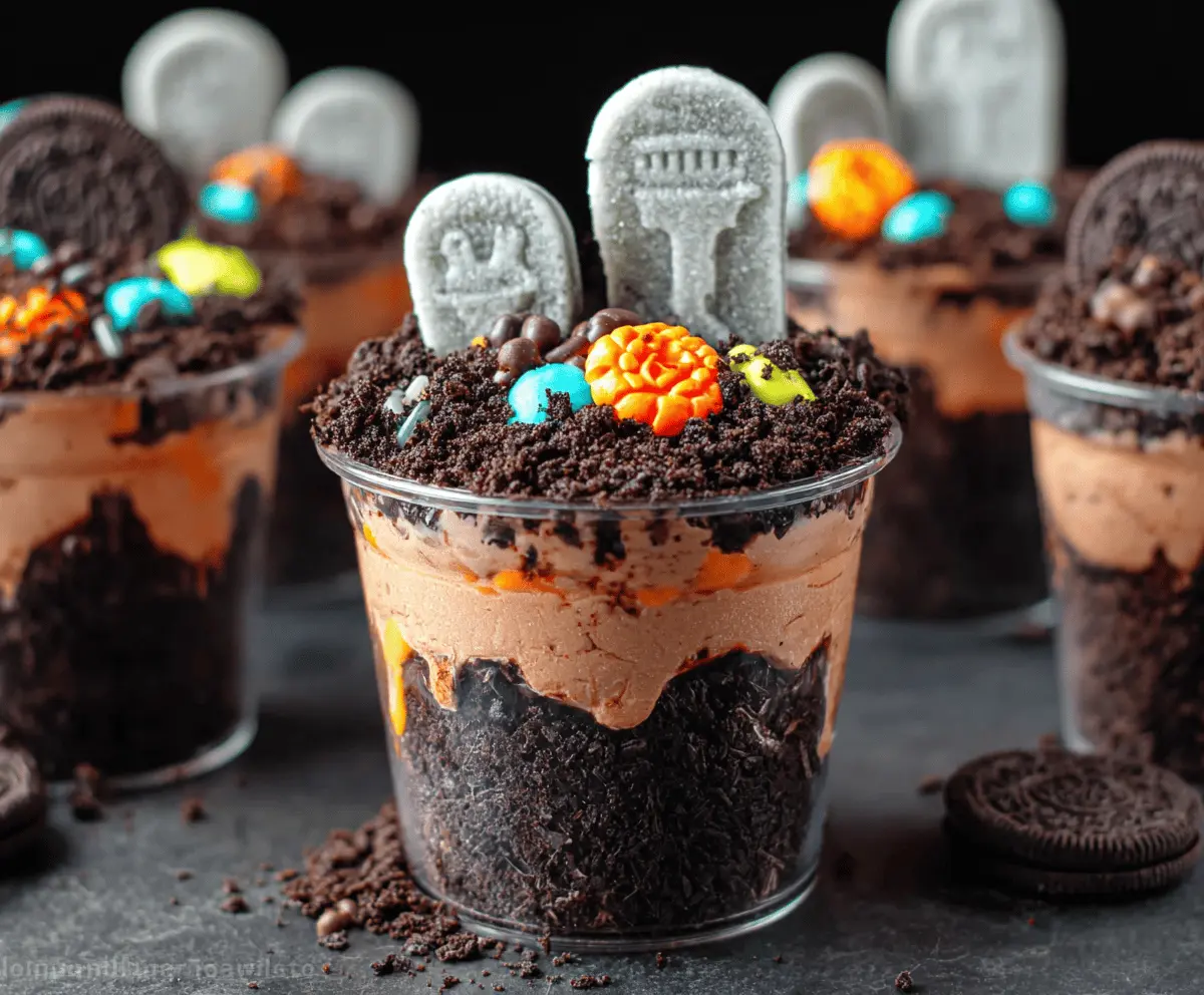 Spooky Halloween Graveyard Dirt Cups Recipe