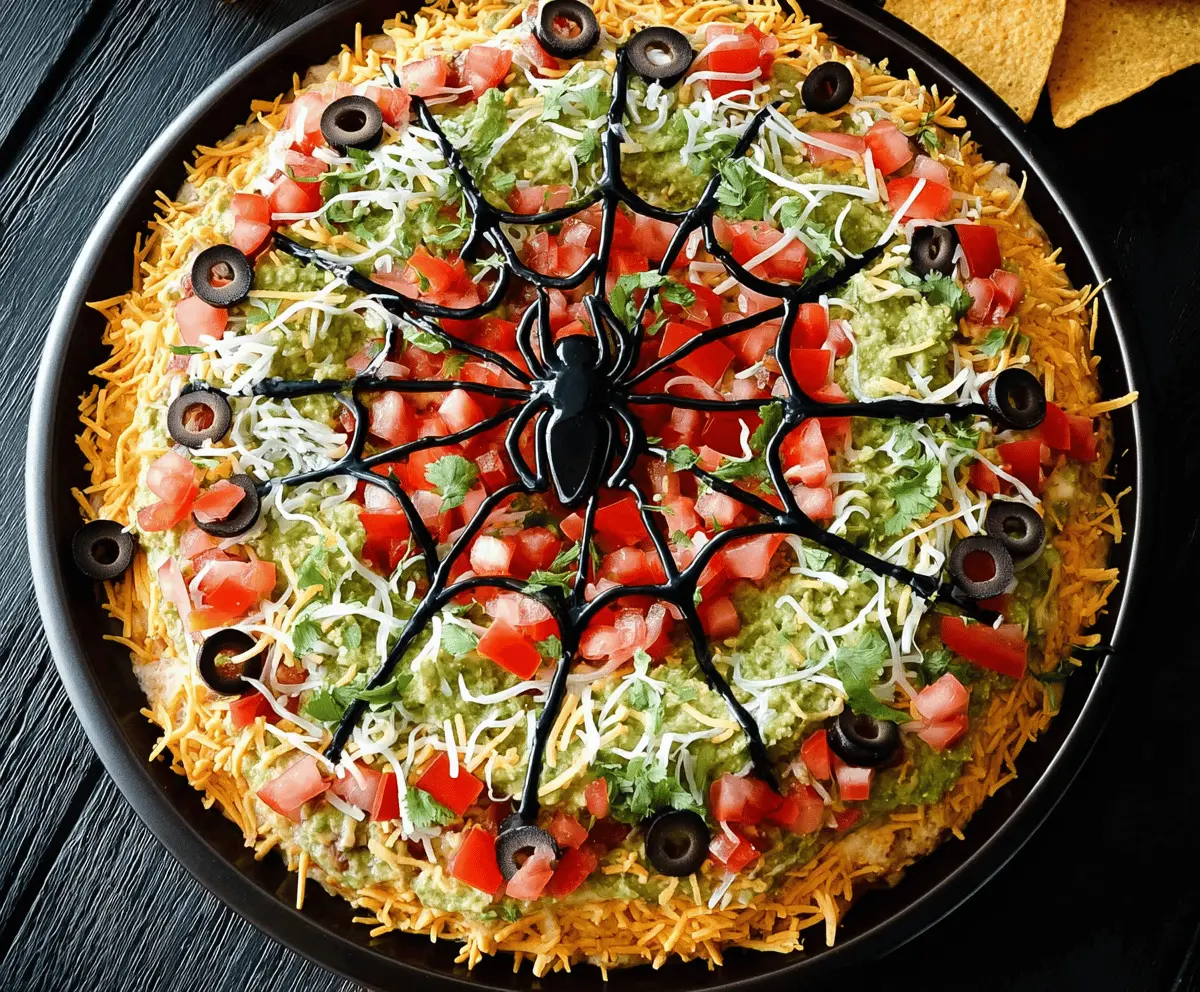 Halloween Spiderweb Layered Taco Dip – Spooky & Delicious Party Snack