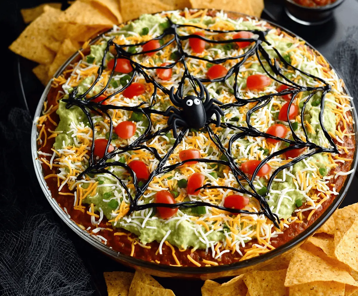 Halloween Spiderweb Layered Taco Dip – Spooky & Delicious Party Snack