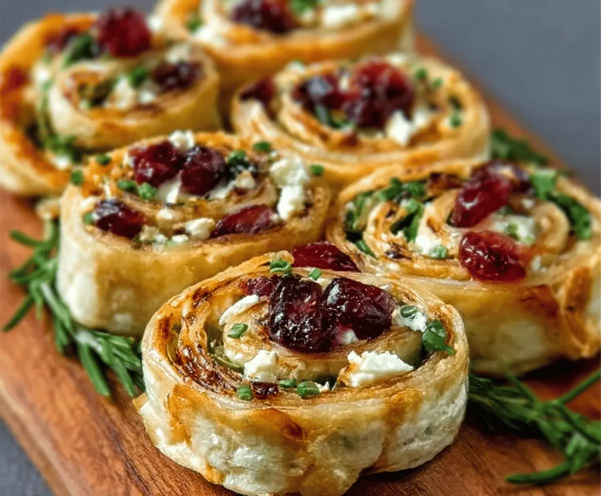 Easy Christmas Cranberry Feta Pinwheels