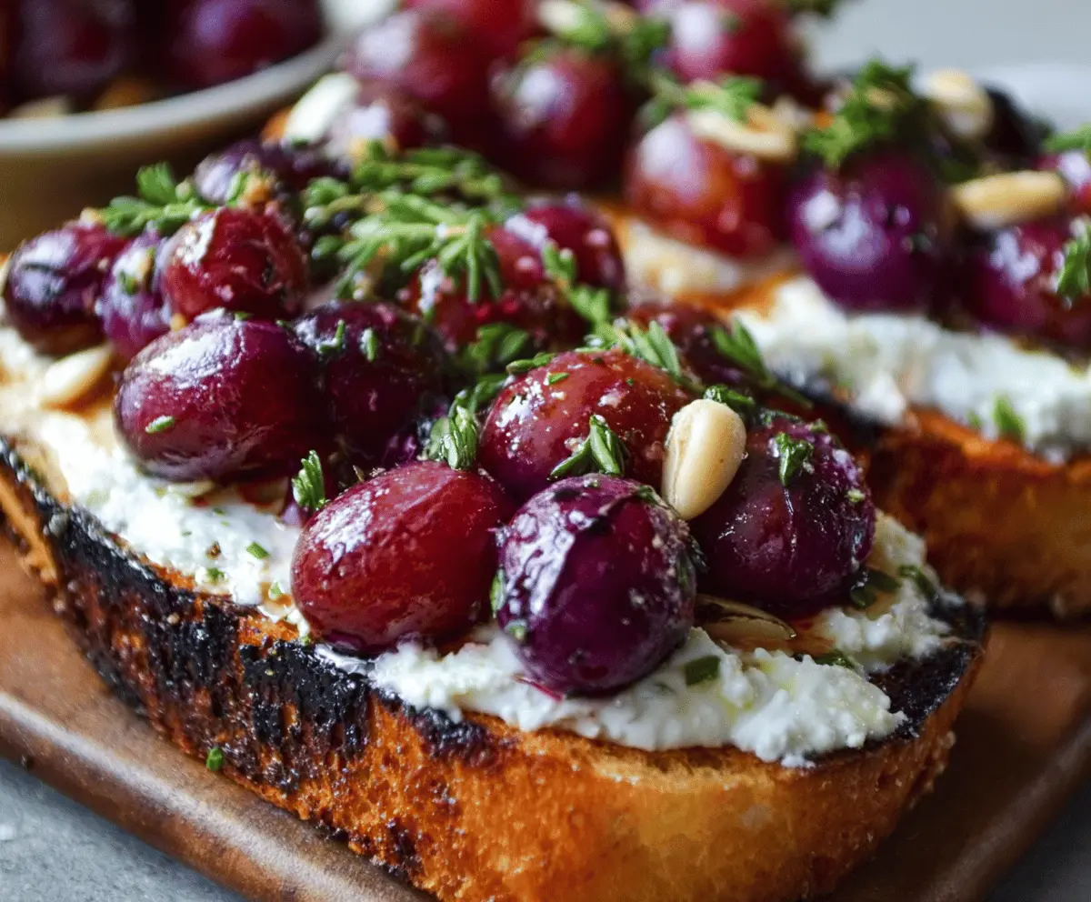 Easy Baked Grapes & Whipped Feta Bruschetta