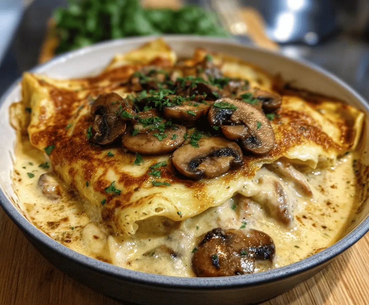 Easy Chicken Mushroom Crepe Bake