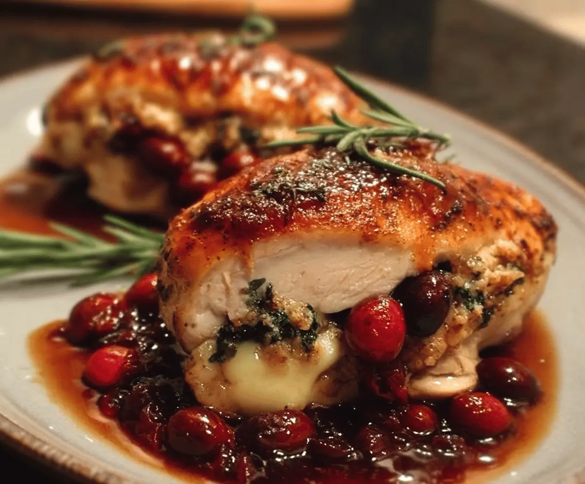 Cranberry Spinach Chicken with Brie