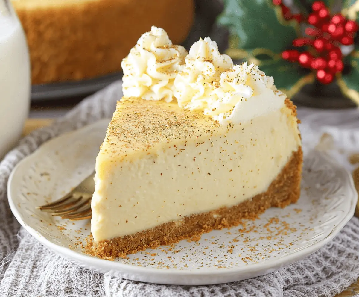 Creamy Eggnog Christmas Cheesecake