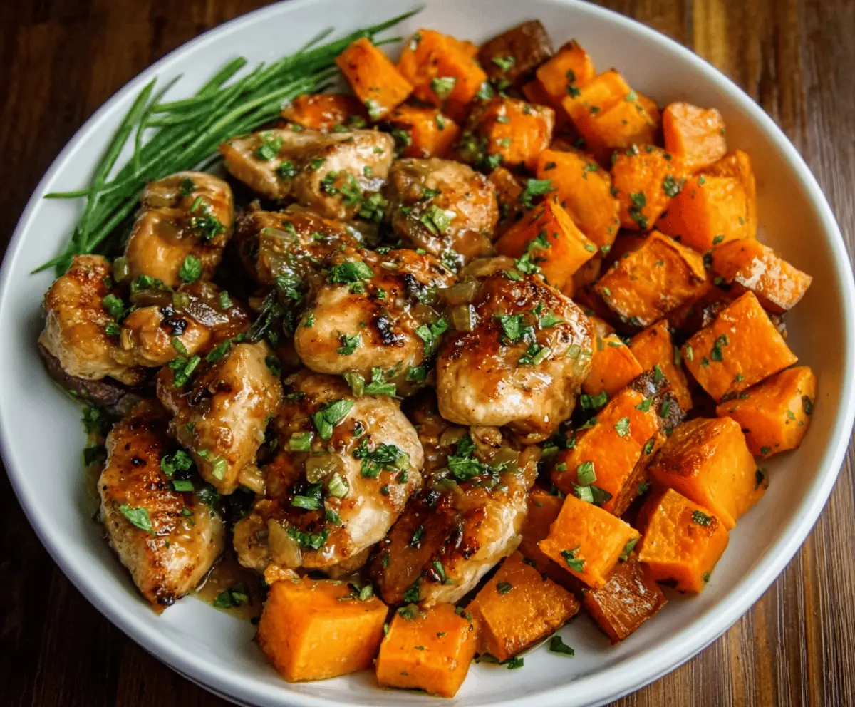 Easy Honey Garlic Chicken & Sweet Potato