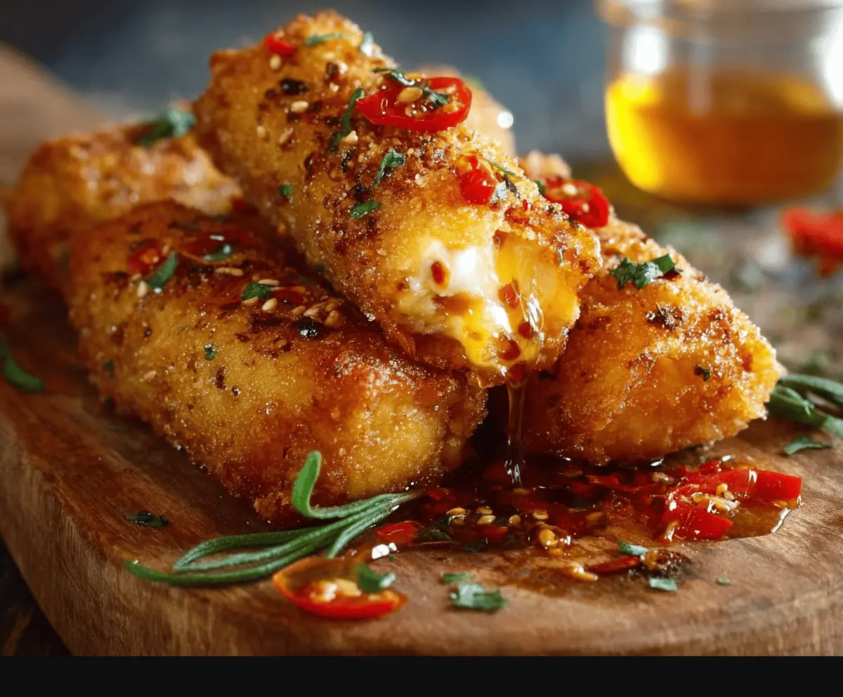 Crispy Oven Fried Feta Rolls with Chili Honey