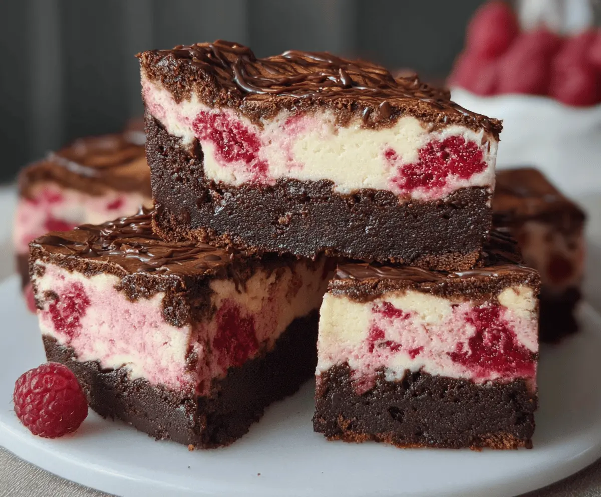 Easy Raspberry Brownie Cheesecake