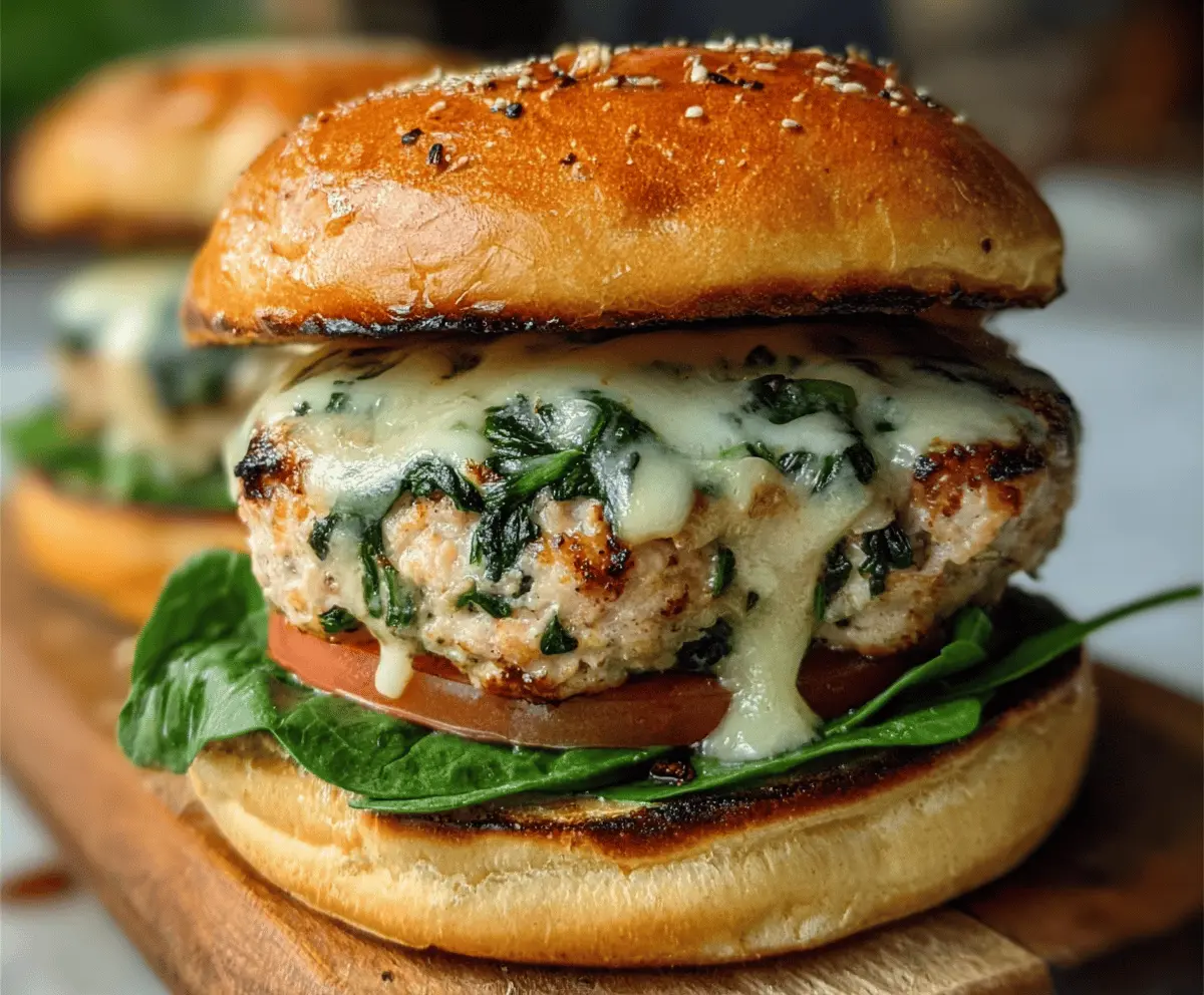 Easy White Cheddar Spinach Chicken Burgers