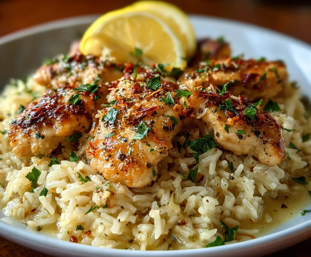 Easy Chicken Scampi with Garlic Parmesan Rice