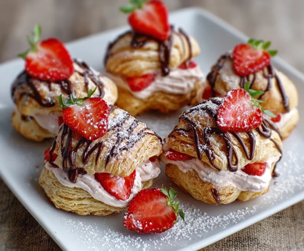 Delicious Nutella Strawberry Cream Puffs with fresh strawberries and creamy filling