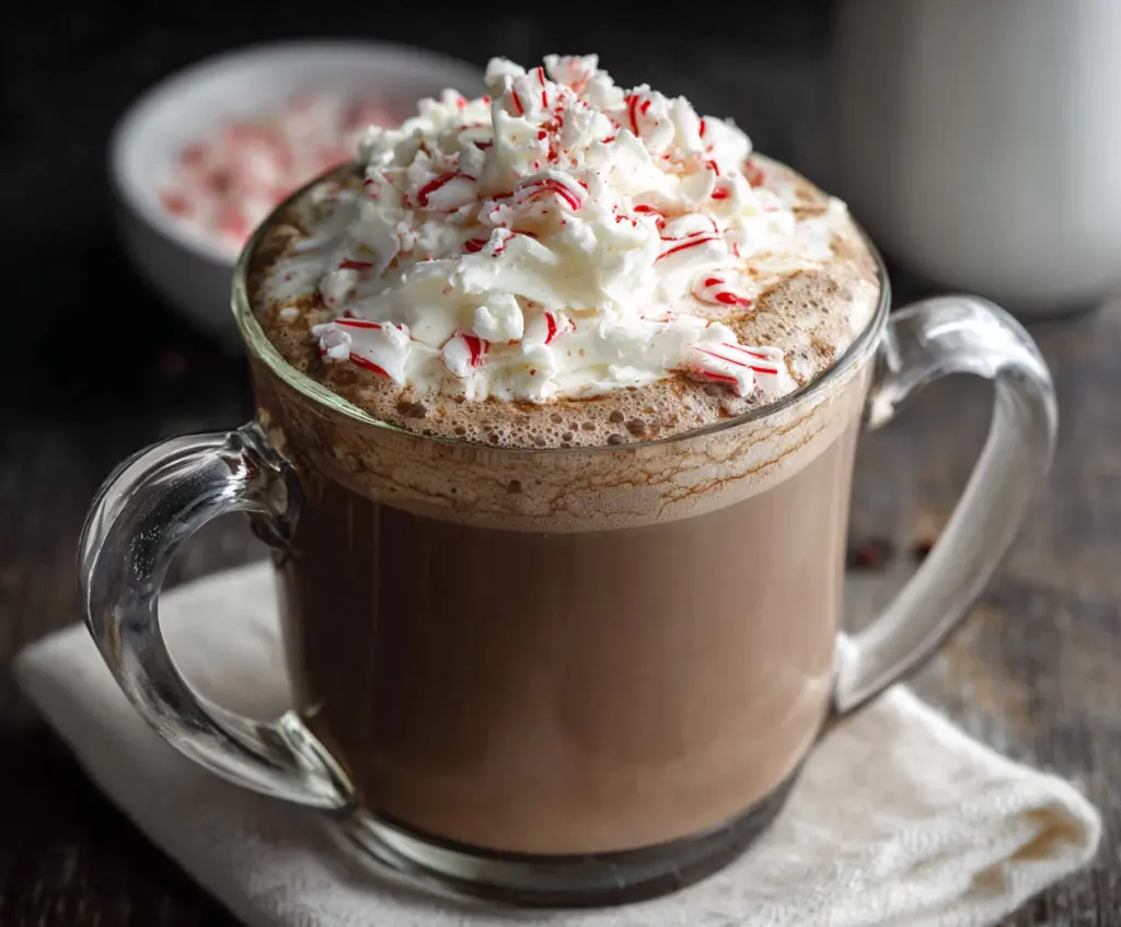 Delicious Homemade Peppermint Mocha Coffee with Mint Garnish