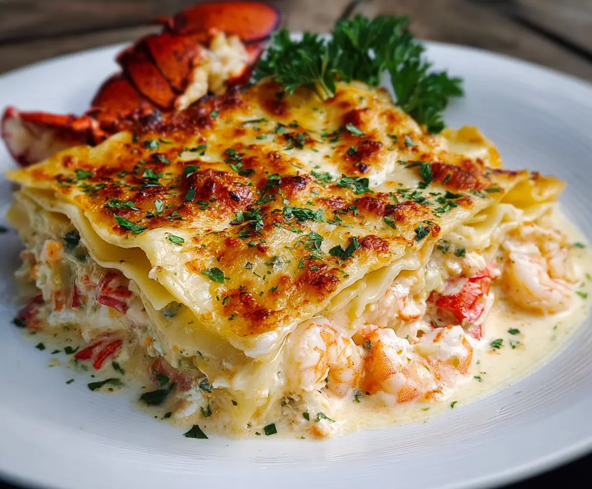 Delicious Seafood Lasagna with Lobster & Shrimp