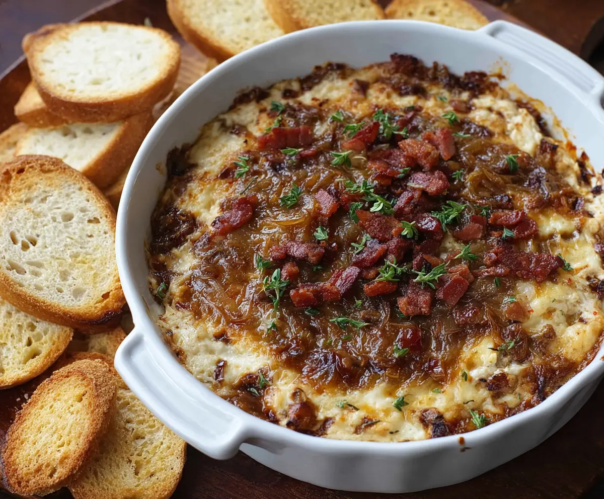 Easy Caramelized Onion Bacon Dip