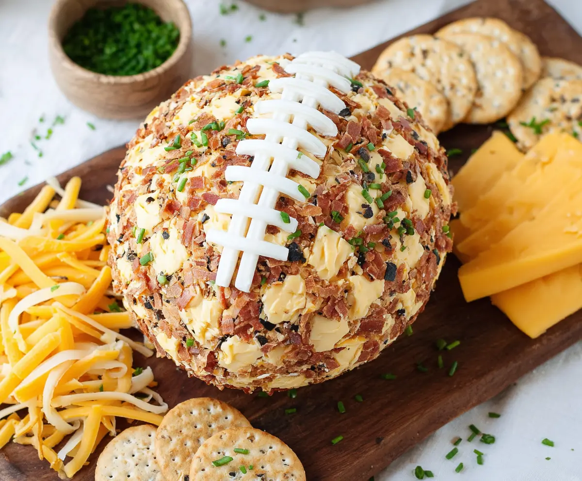 Easy Football Cheese Ball Snack