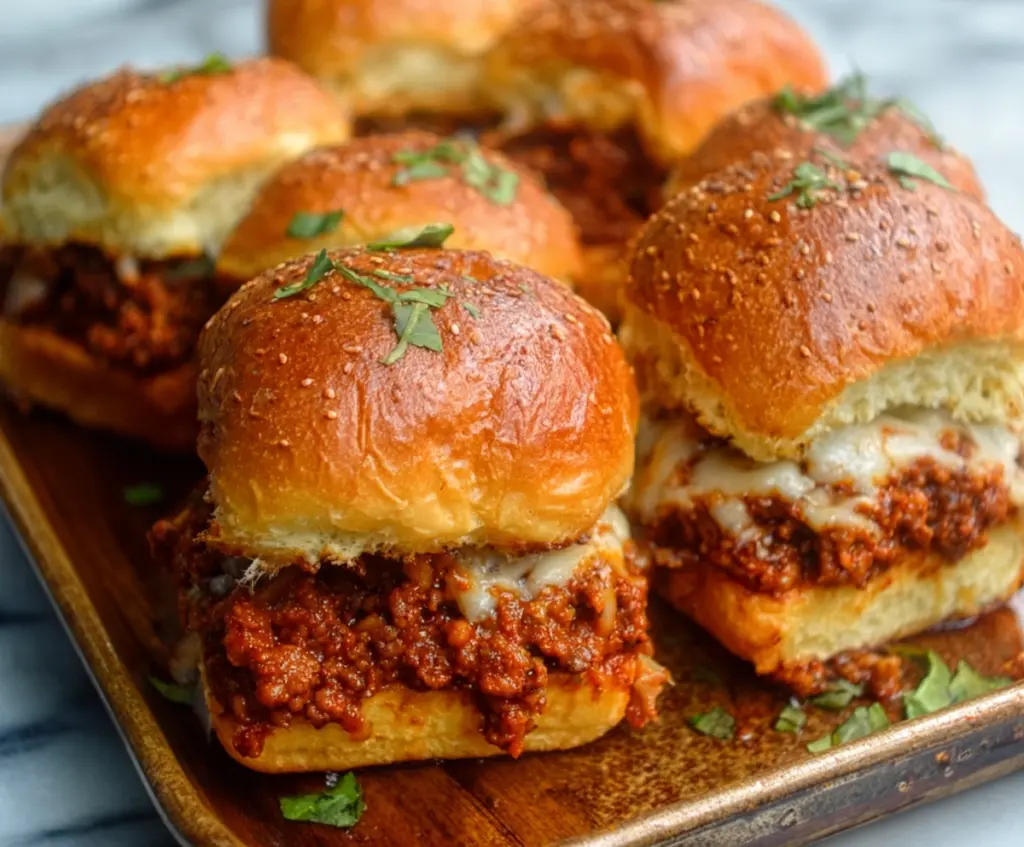 Delicious Sloppy Joe Sliders with savory beef filling on crispy buns
