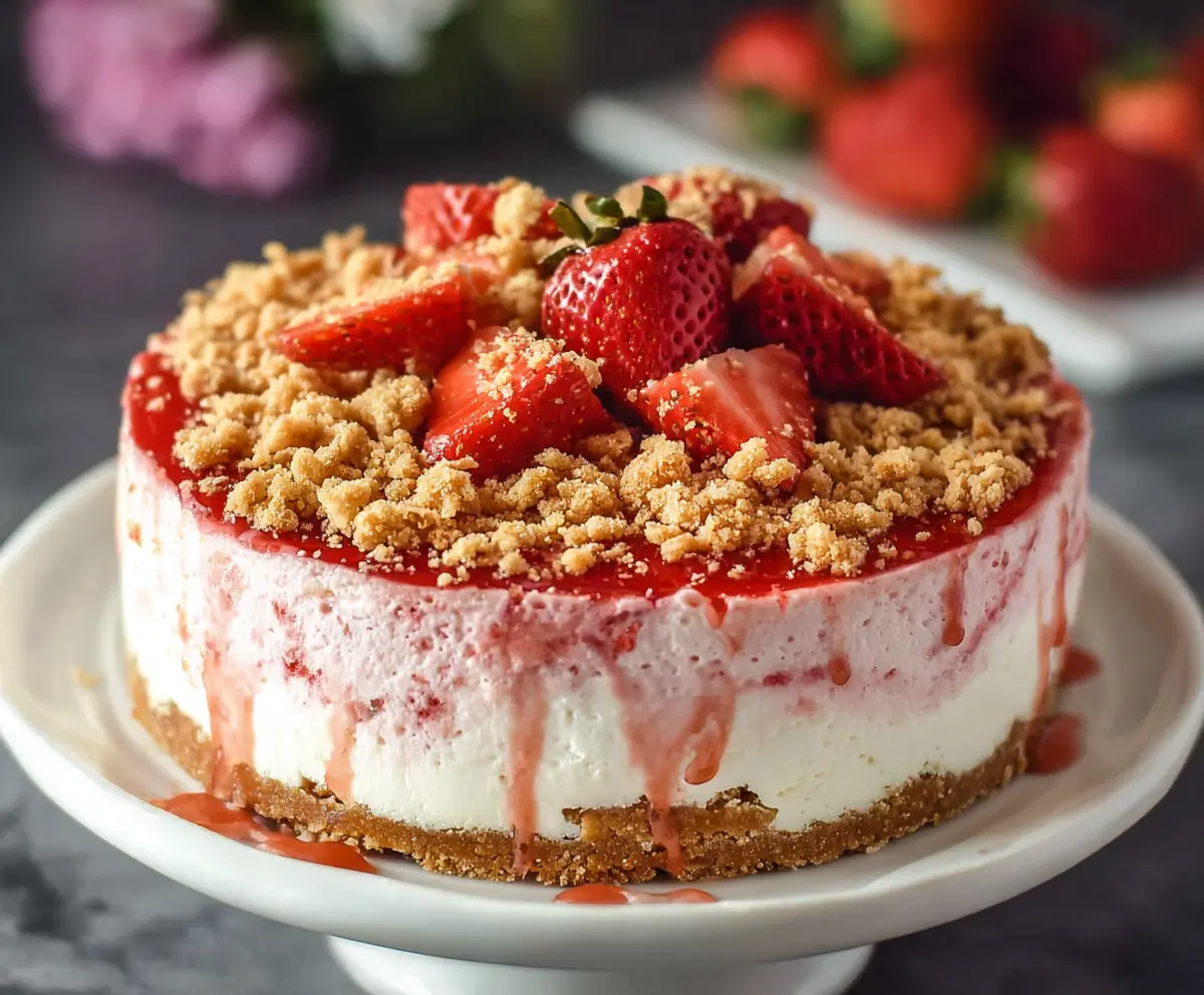 Creamy Strawberry Crunch Cheesecake