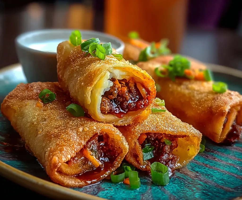 Delicious Voodoo Egg Rolls with crispy exterior and flavorful filling, perfect for appetizer or snack.