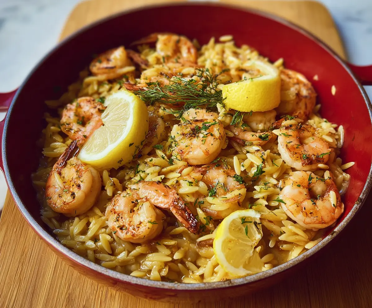 Easy Shrimp Orzo in Lemon Garlic Sauce