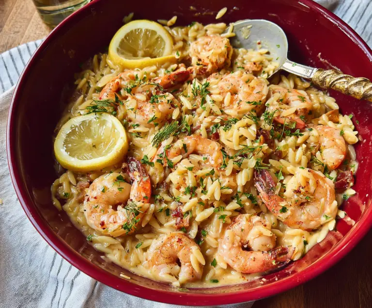 Shrimp Orzo In Lemon Garlic Sauce