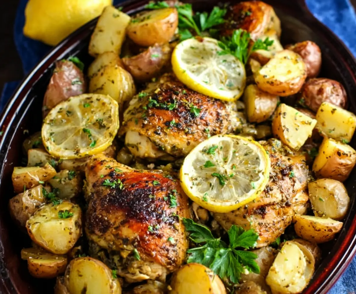 Easy Slow Cooker Greek Chicken & Potatoes
