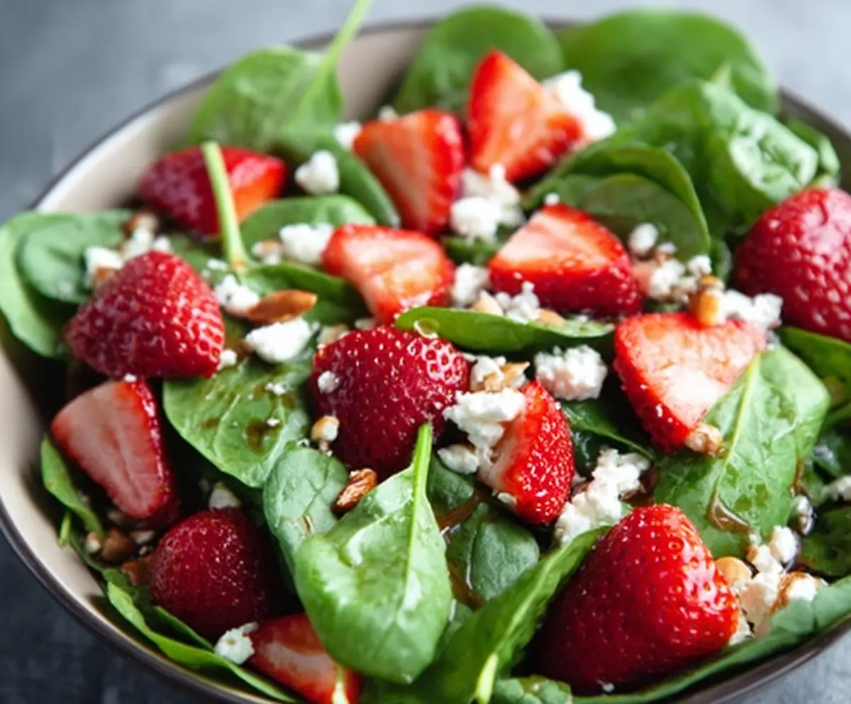 Fresh Strawberry Spinach Salad with Goat Cheese
