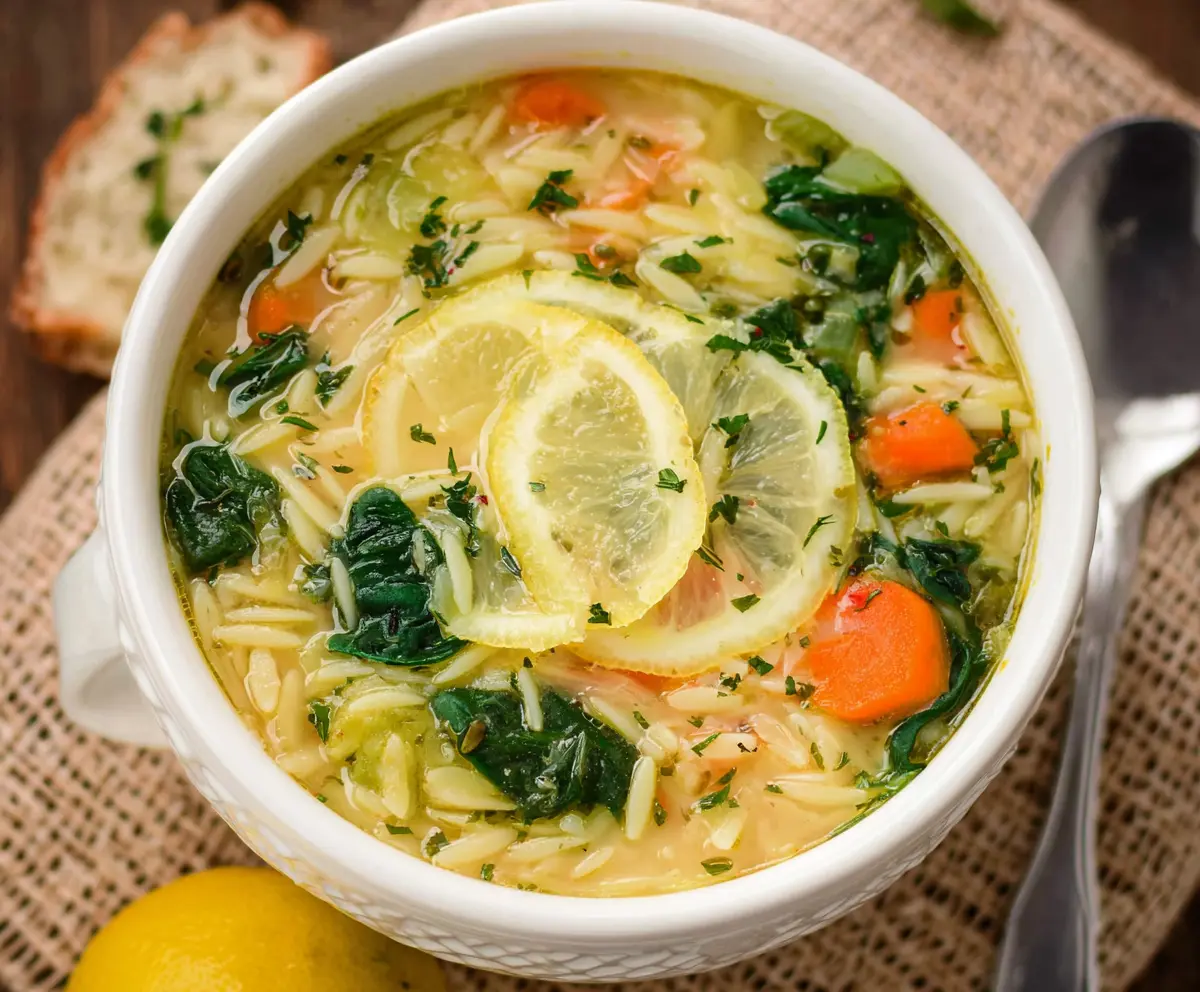 Easy Lemon Spinach Orzo Soup Recipe