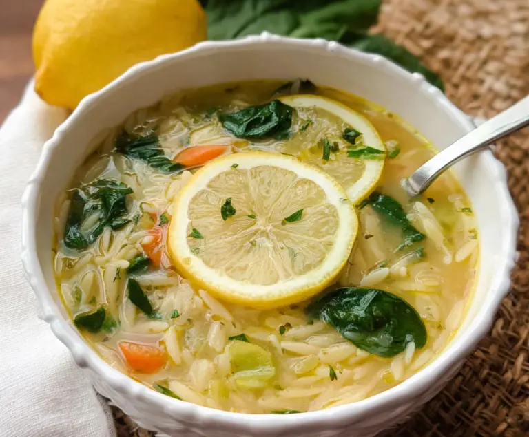 Lemon Spinach Orzo Soup