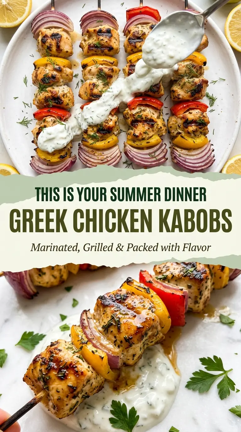 Greek Chicken Kabobs lemon garlic charred