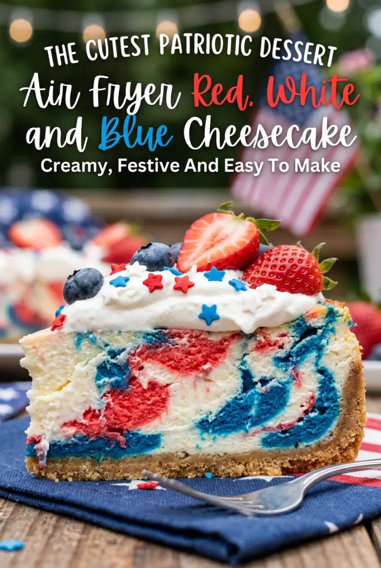 Air Fryer Red, White and Blue Cheesecake