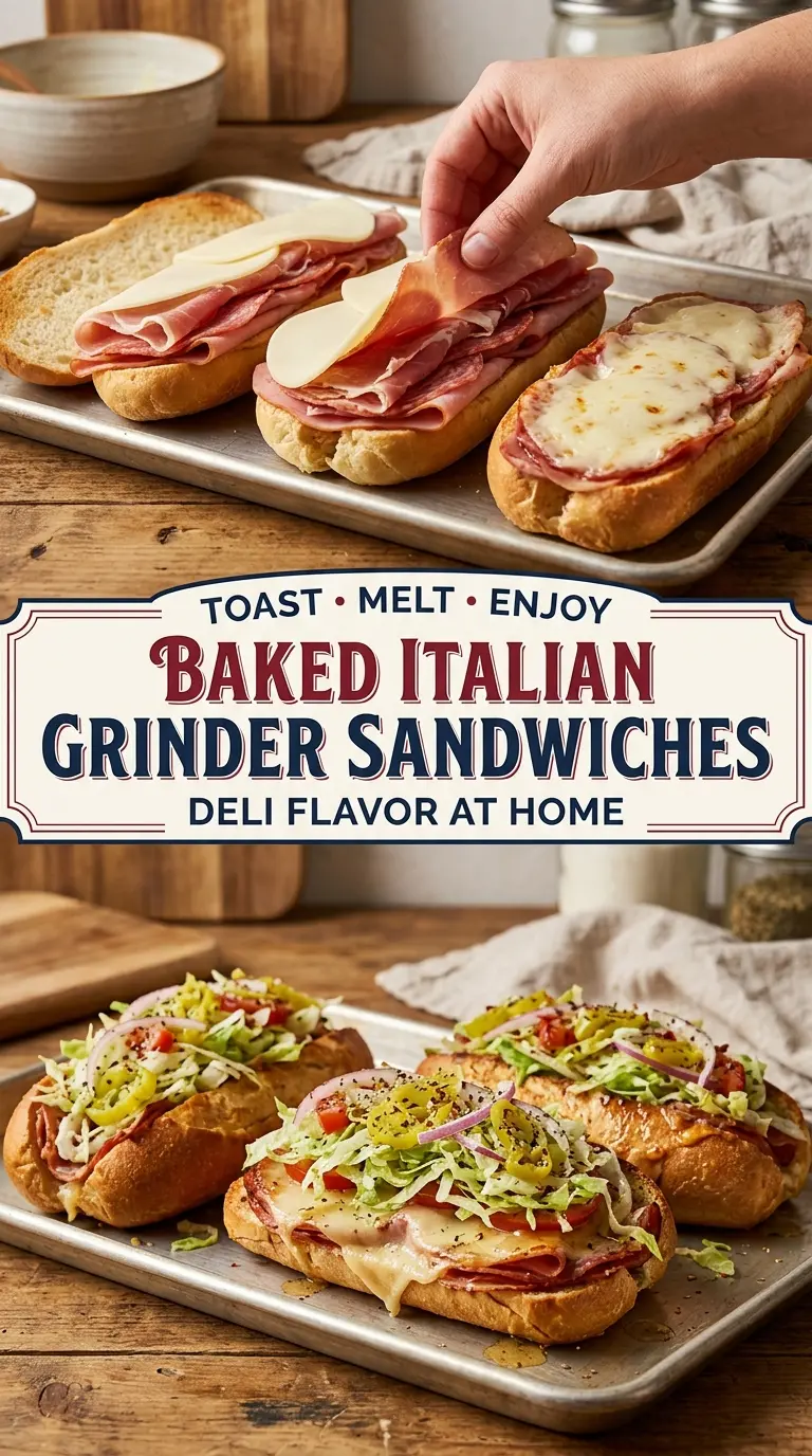 Baked Italian Grinder Sandwiches melty deli-layered crunchy